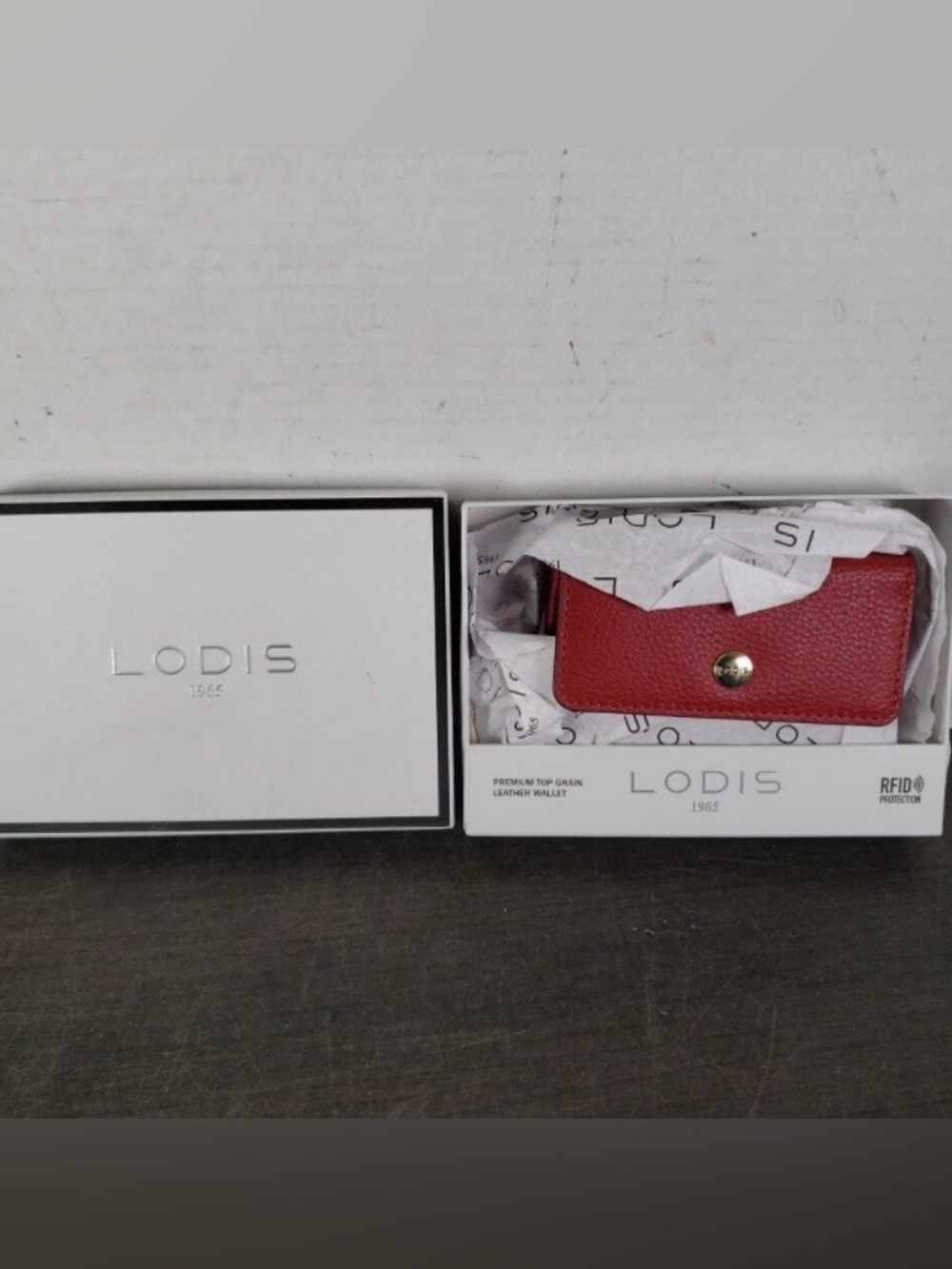 Lodis Red Trifold top Grain Pebbles Leather NEW NWT Made in Italy